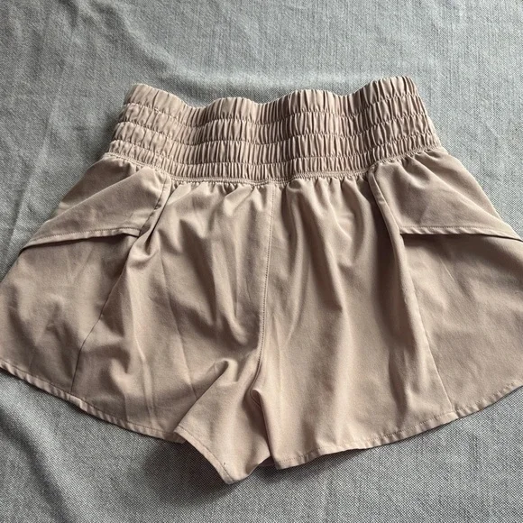 Women's Calia Tan Athletic Shorts with Smocked Waistband - Picture 2 of 3